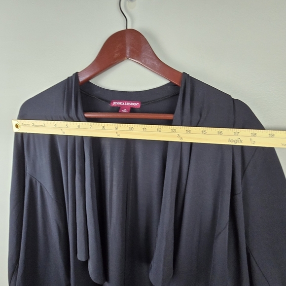 JESSICA LONDON Stretchy Cardigan Black Womens Size 24 Office Layering Minimalist - Picture 11 of 16